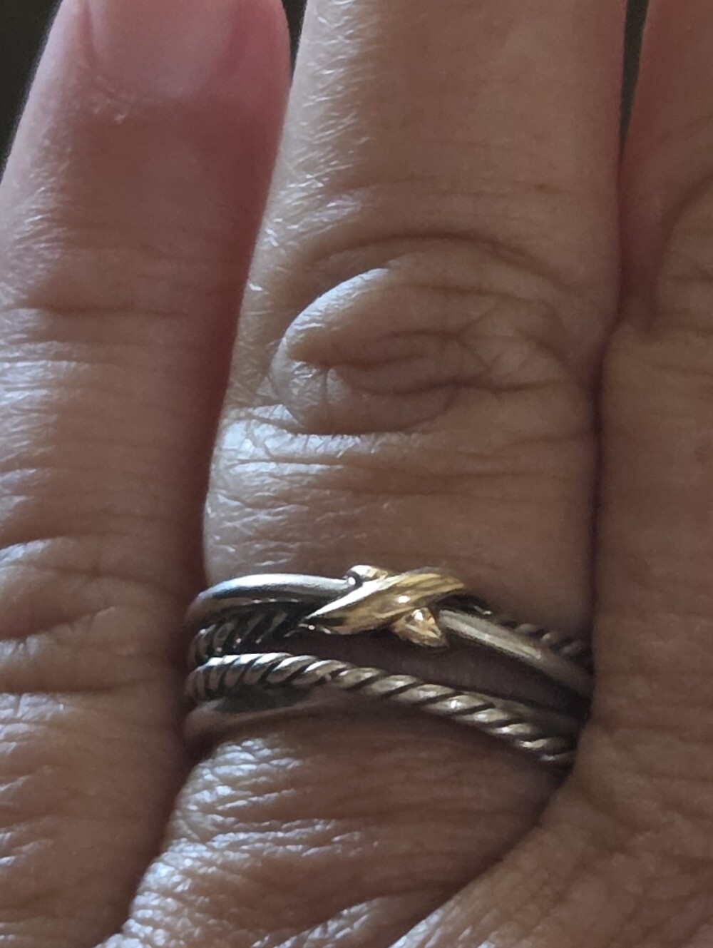 David Yurman Signature X Crossover Ring in SS and 18k, Size 6.5 - Picture 8 of 8